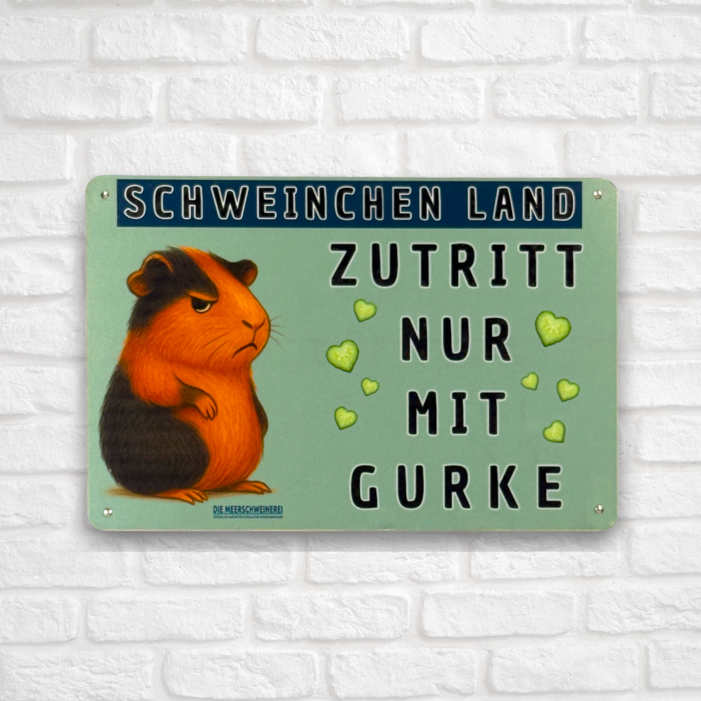 Metall Schild Vintage 20x30cm Meerschweinchen Land Zutritt nur mit Gurke