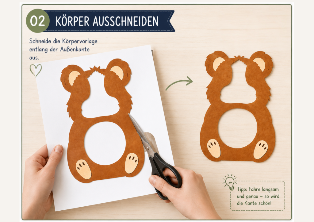 Meerschweinchen Laterne basteln Schritt für Schritt Anleitung mit Freebie download Vorlagen Körper ausschneiden