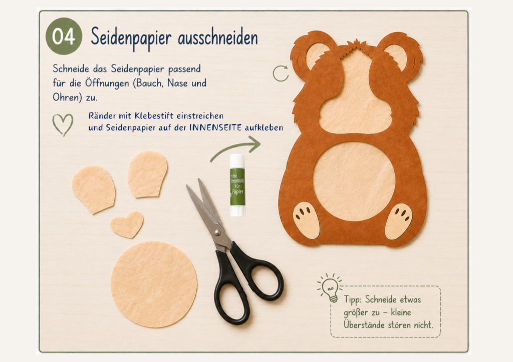 Meerschweinchen Laterne basteln Schritt für Schritt Anleitung mit Freebie download Vorlagen Seidenpapier ausschneiden