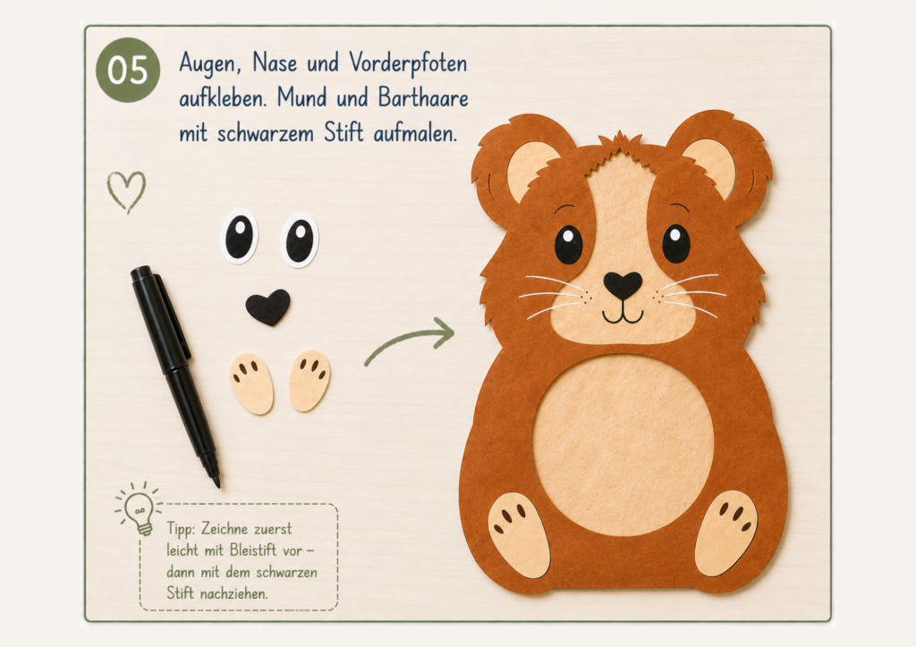 Meerschweinchen Laterne basteln Schritt für Schritt Anleitung mit Freebie download Vorlagen Seidenpapier ausschneiden Details aufkleben