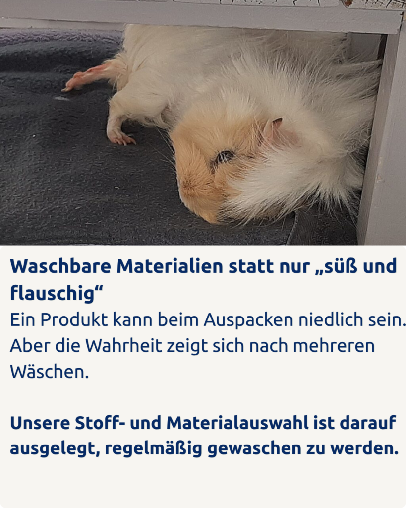 Waschbare Materialien sind für Meerschweinchen sehr wichtig - Die Meerschweinerei bietet nur geeignete Materialien