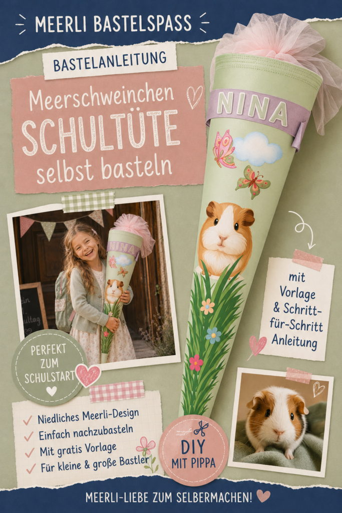 DIY GRATIS Bastelanleitung Meerschweinchen Schultüte Modell 2