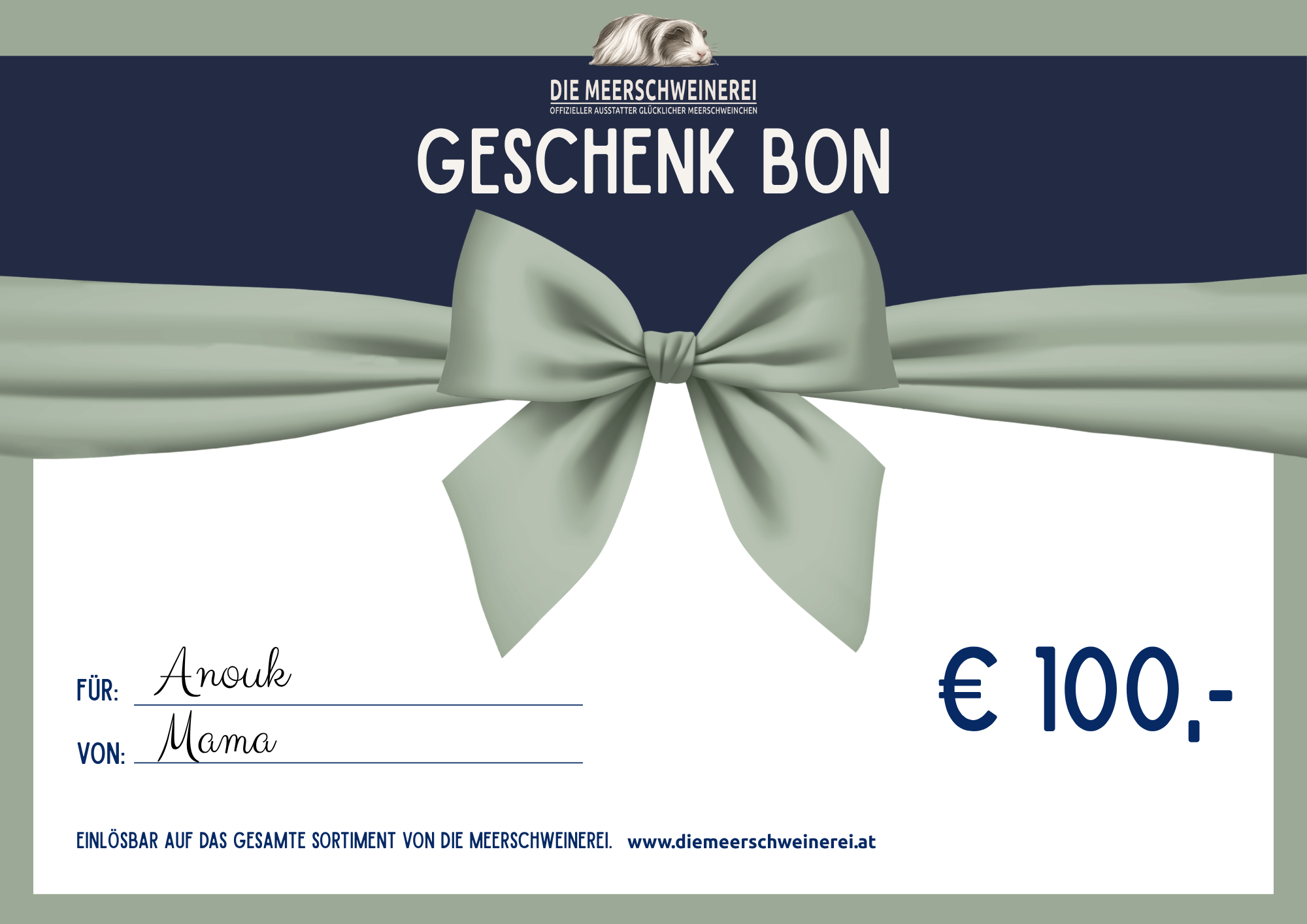 Geschenkgutschein zum verschenken von DIEMEERSCHWEINREI