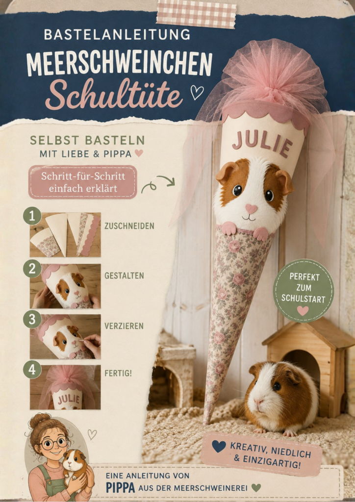 DIY GRATIS Bastelanleitung Meerschweinchen Schultüte Modell 1