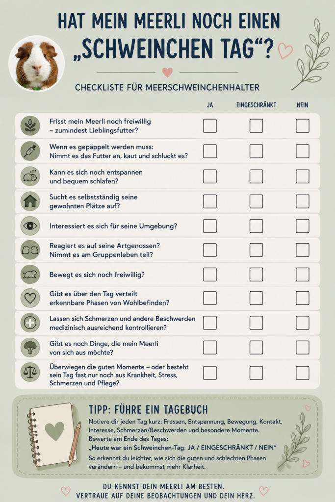 Checkliste Hat mein Meerschweinchen noch einen Schweinchen Tag?