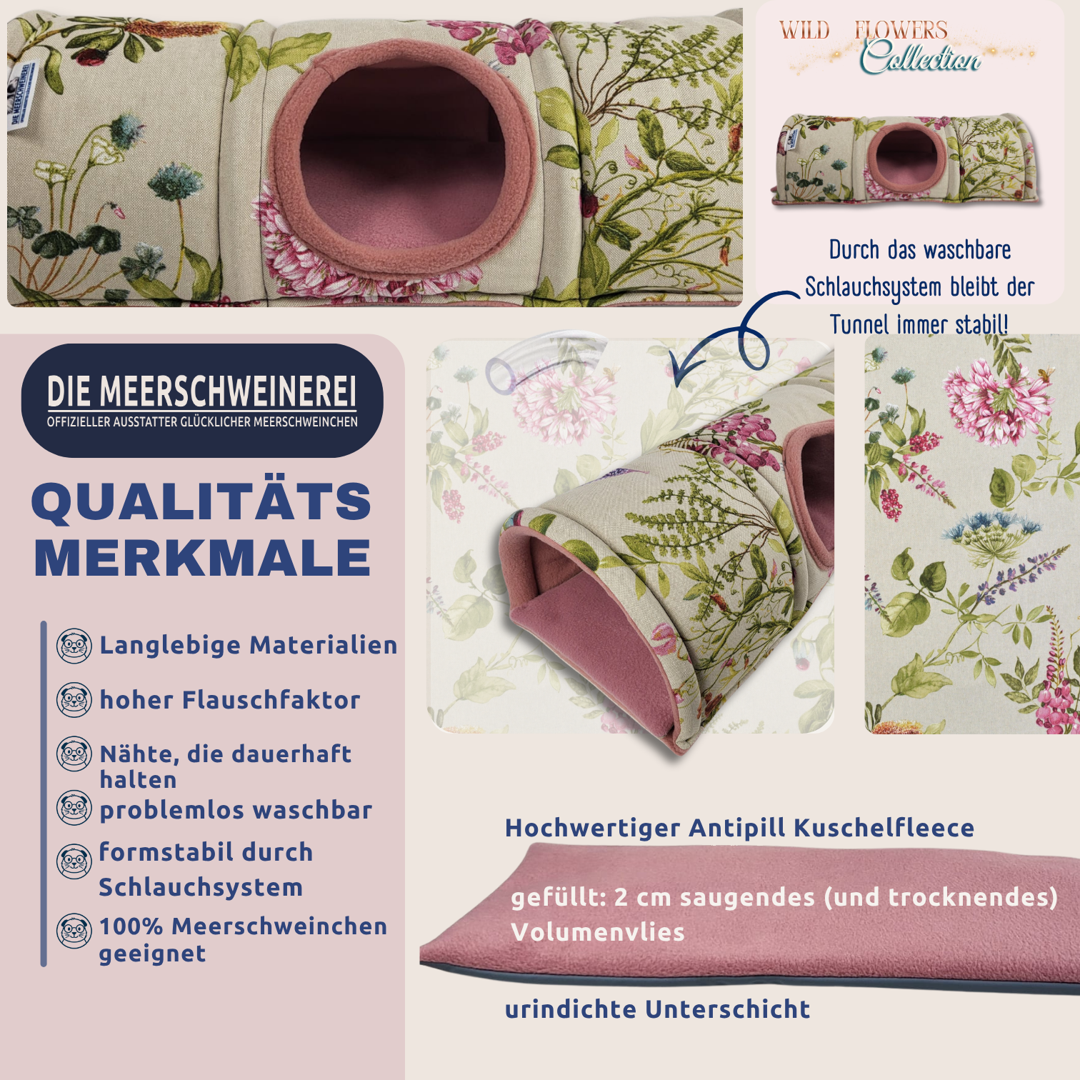 Kuscheltunnel Wild flowers Collection Holland Detailansicht