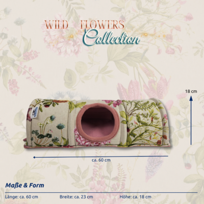 Kuscheltunnel Wild flowers Collection Holland Vorderansicht mit Maßen