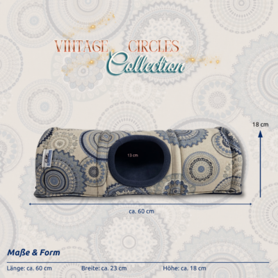 Vintage Circles blau beige_ Vorderansicht mit Maßen