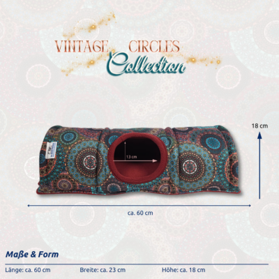 Vintage Circles blau rot türkis_ Vorderansicht mit Maßen